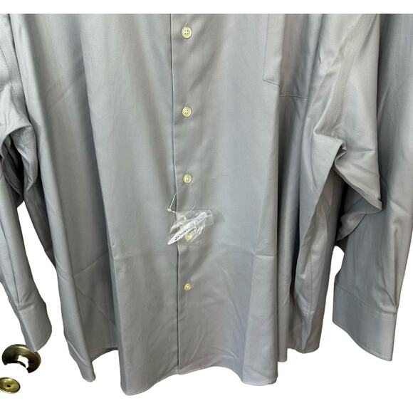 Pronto Uomo Dress Shirt Mens 22 34/35 Non Iron Button Up Solid Gray Career Work - Picture 4 of 8